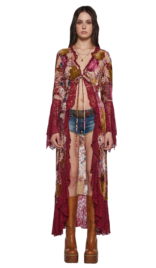 Boho girl floral duster