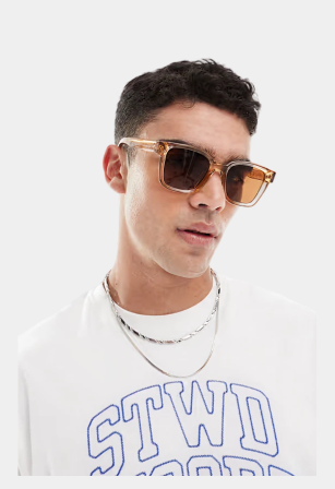 Jack & Jones square sunglasses in brown